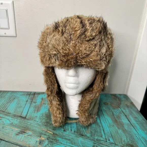 Crowncap Natural Rabbit Fur Trapper Hat Men's Size Large - Picture 3 of 11